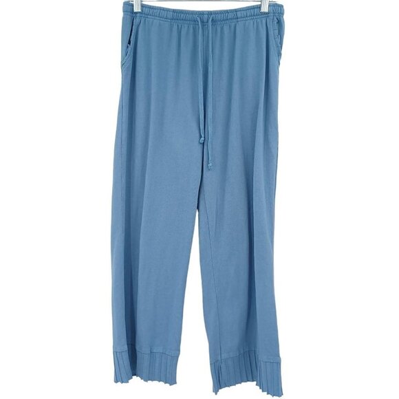 Focus Casual Life Blue Pleated Hem Straight Leg Pant Women's S Relaxed Lagenlook - Picture 1 of 9